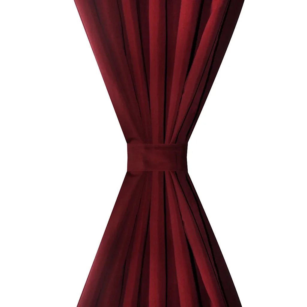 Cortinas de cetim + presilhas 2 pcs, bordeaux 140 x