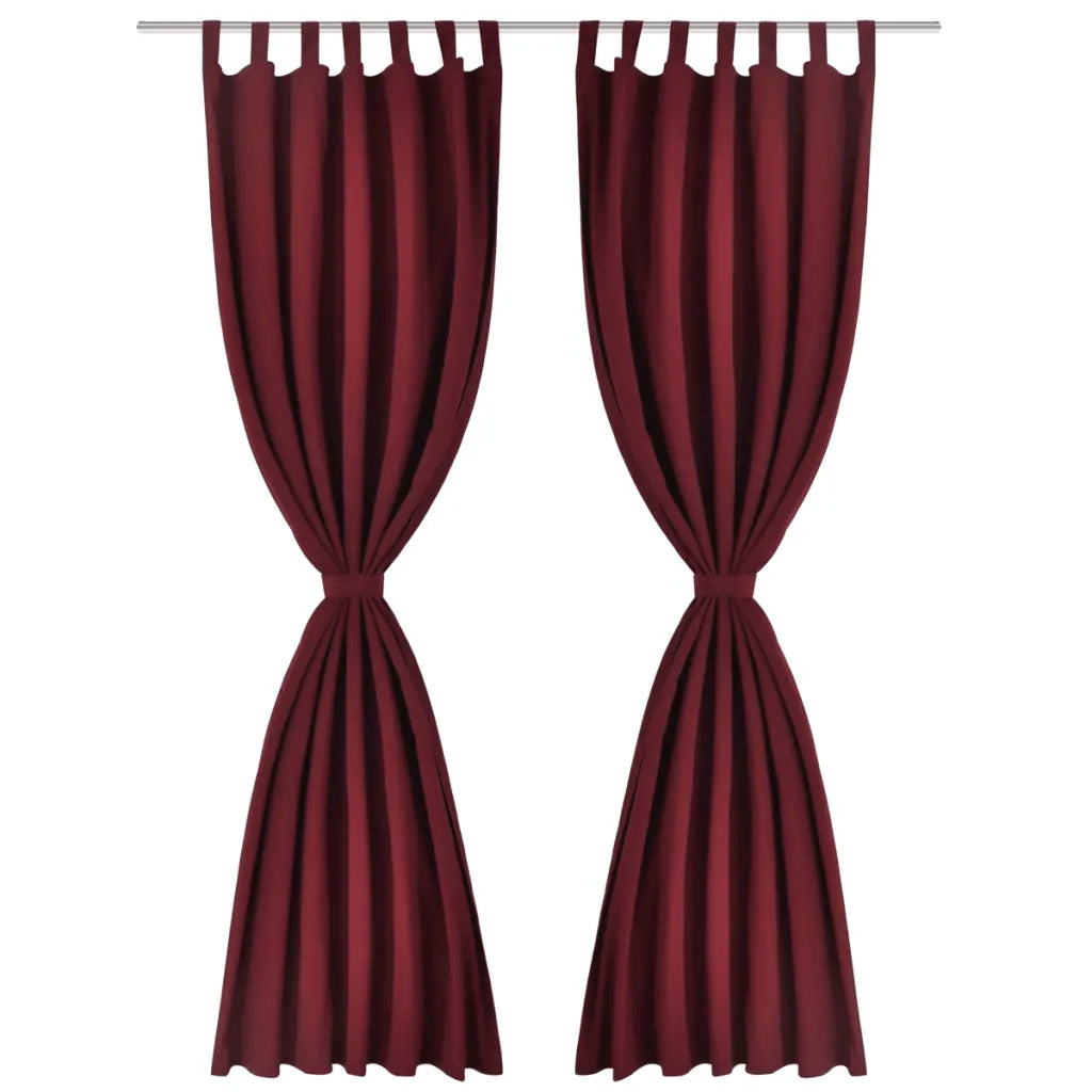 Cortinas de cetim com laços 2 pcs 140 x 245 cm bordô