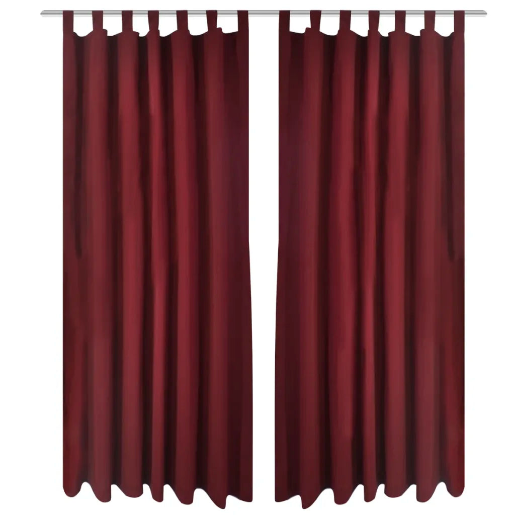 Cortinas de cetim com laços, 2 pcs, bordô, 140 x
