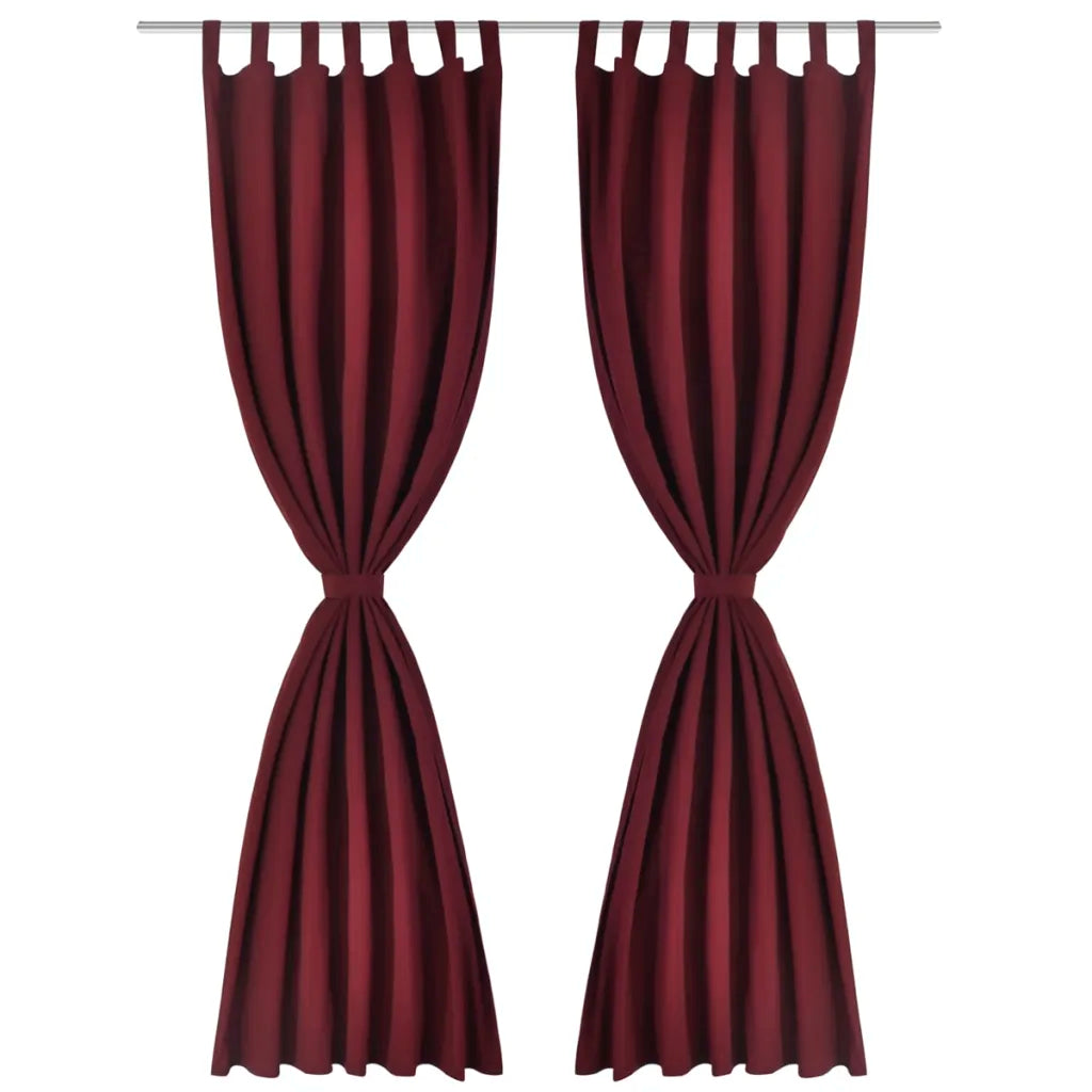 Cortinas de cetim com laços, 2 pcs, bordô, 140 x