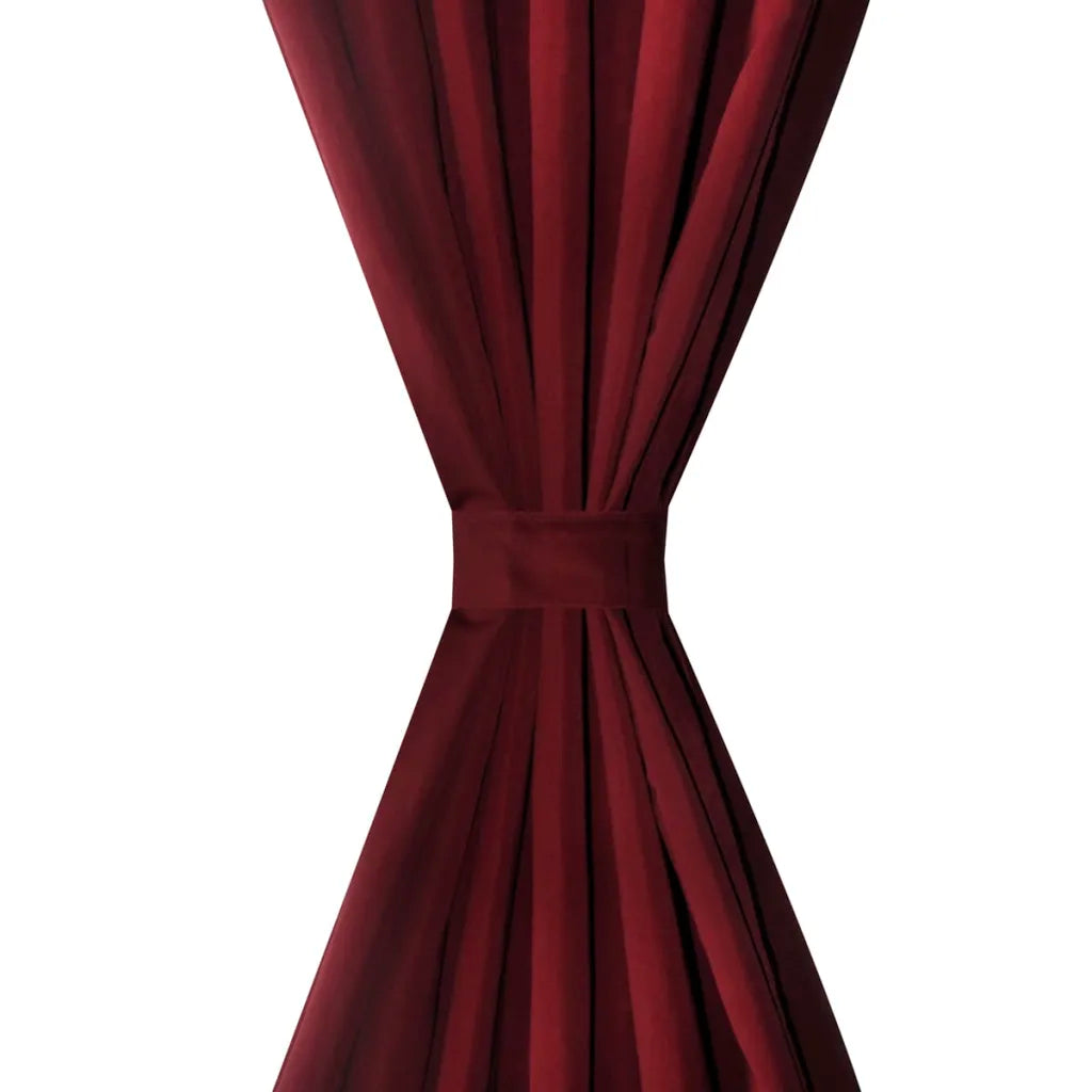 Cortinas de cetim com laços, 2 pcs, bordô, 140 x