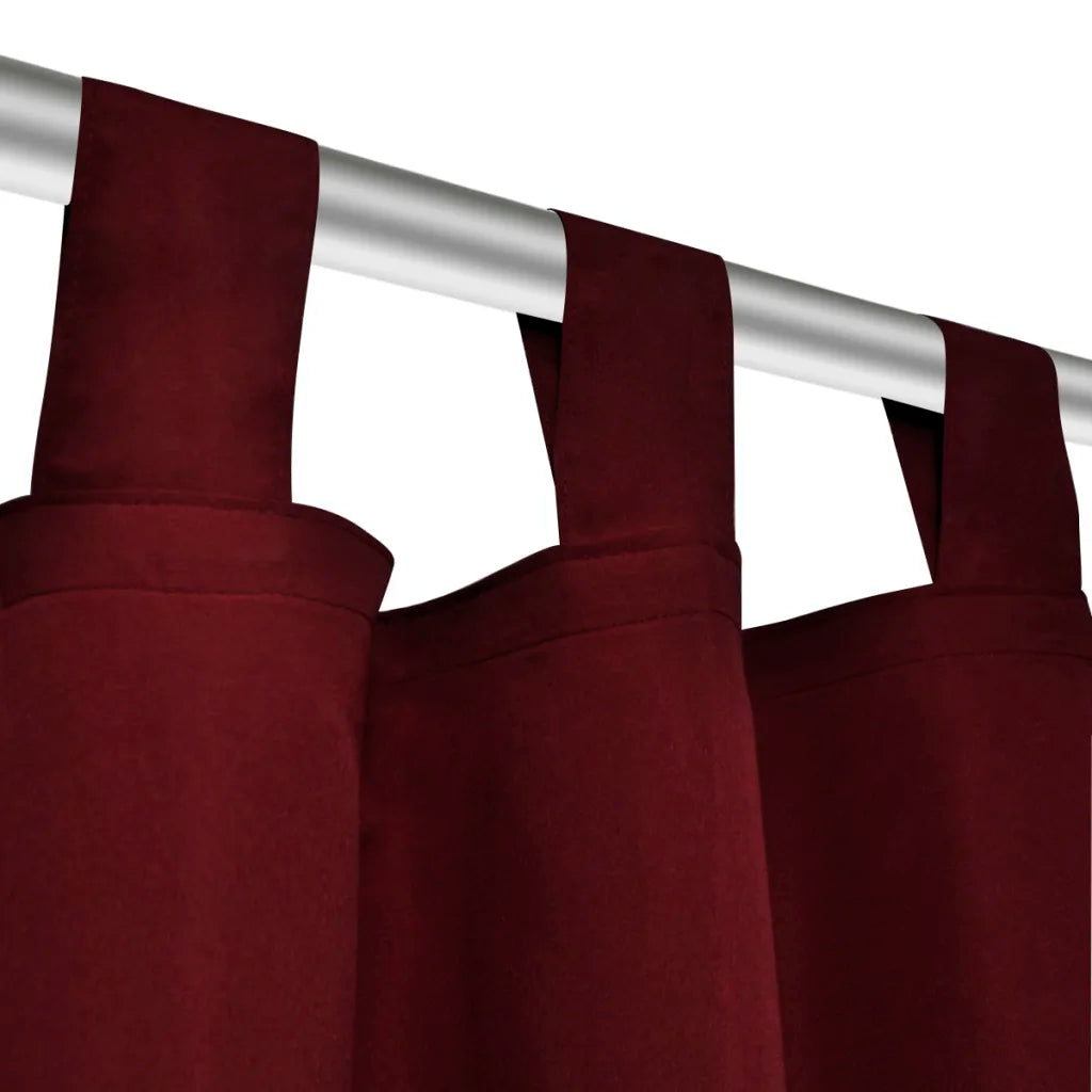 Cortinas de cetim com laços, 2 pcs, bordô, 140 x