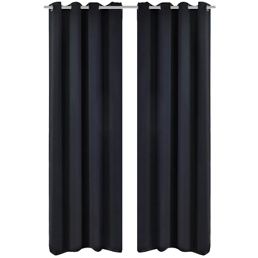 2 pcs Cortinas Blecaute com Argolas de Metal Preta