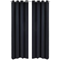 2 pcs Cortinas Blecaute com Argolas de Metal Preta