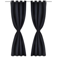 2 pcs Cortinas Blecaute com Argolas de Metal Preta
