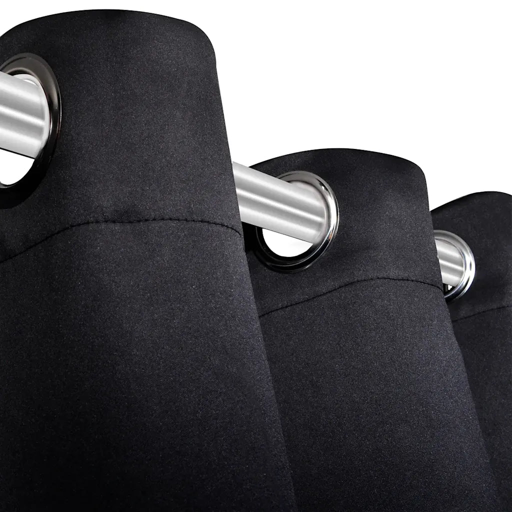 2 pcs Cortinas Blecaute com Argolas de Metal Preta