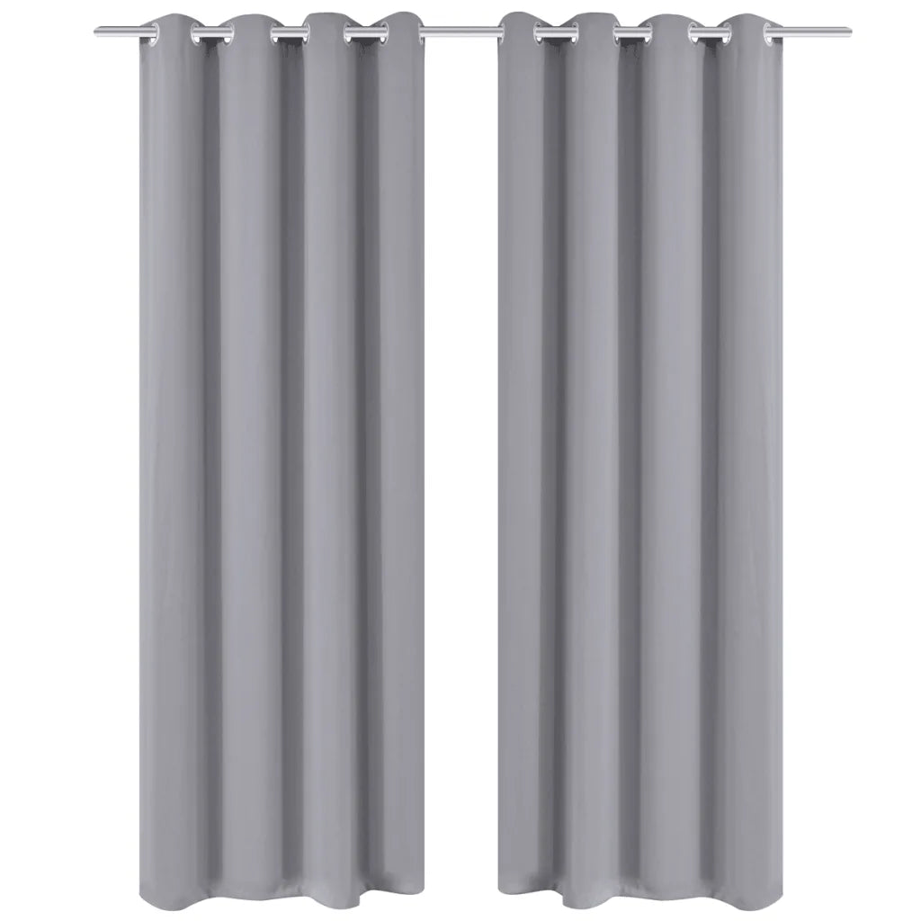 Cortinas opacas com anéis metálicos, cinzento, 2 pcs,