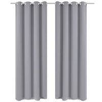 Cortinas opacas com anéis metálicos, cinzento, 2 pcs,