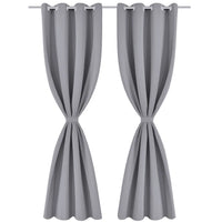 Cortinas opacas com anéis metálicos, cinzento, 2 pcs,
