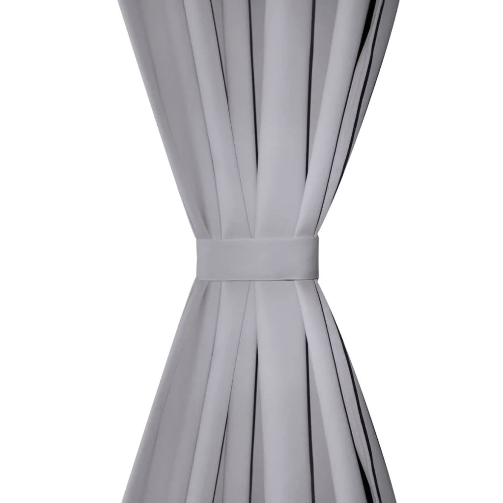Cortinas opacas com anéis metálicos, cinzento, 2 pcs,