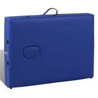 vidaXL Mesa massagem dobrável 2 zonas c/ estrutura de madeira azul