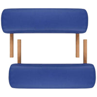 vidaXL Mesa massagem dobrável 2 zonas c/ estrutura de madeira azul