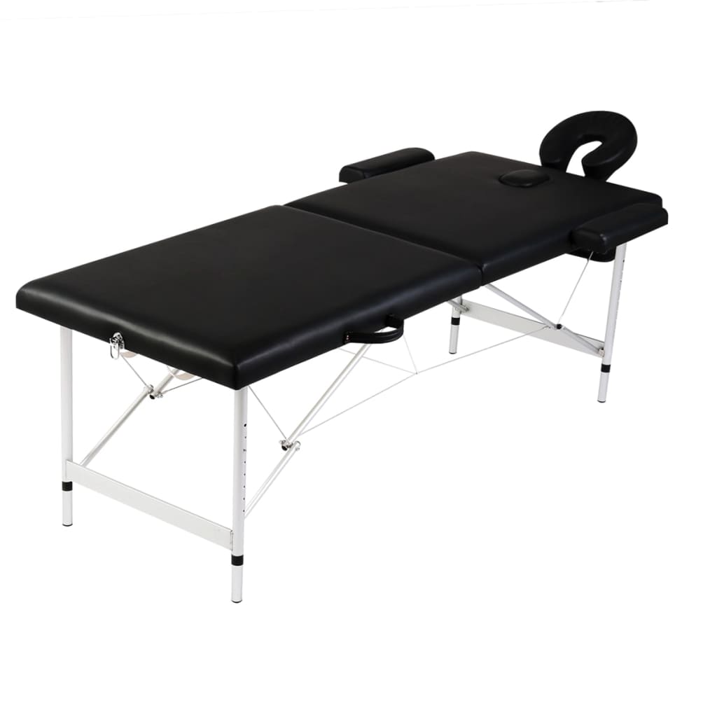 vidaXL Mesa massagem dobrável 2 zonas estrutura alumínio preto