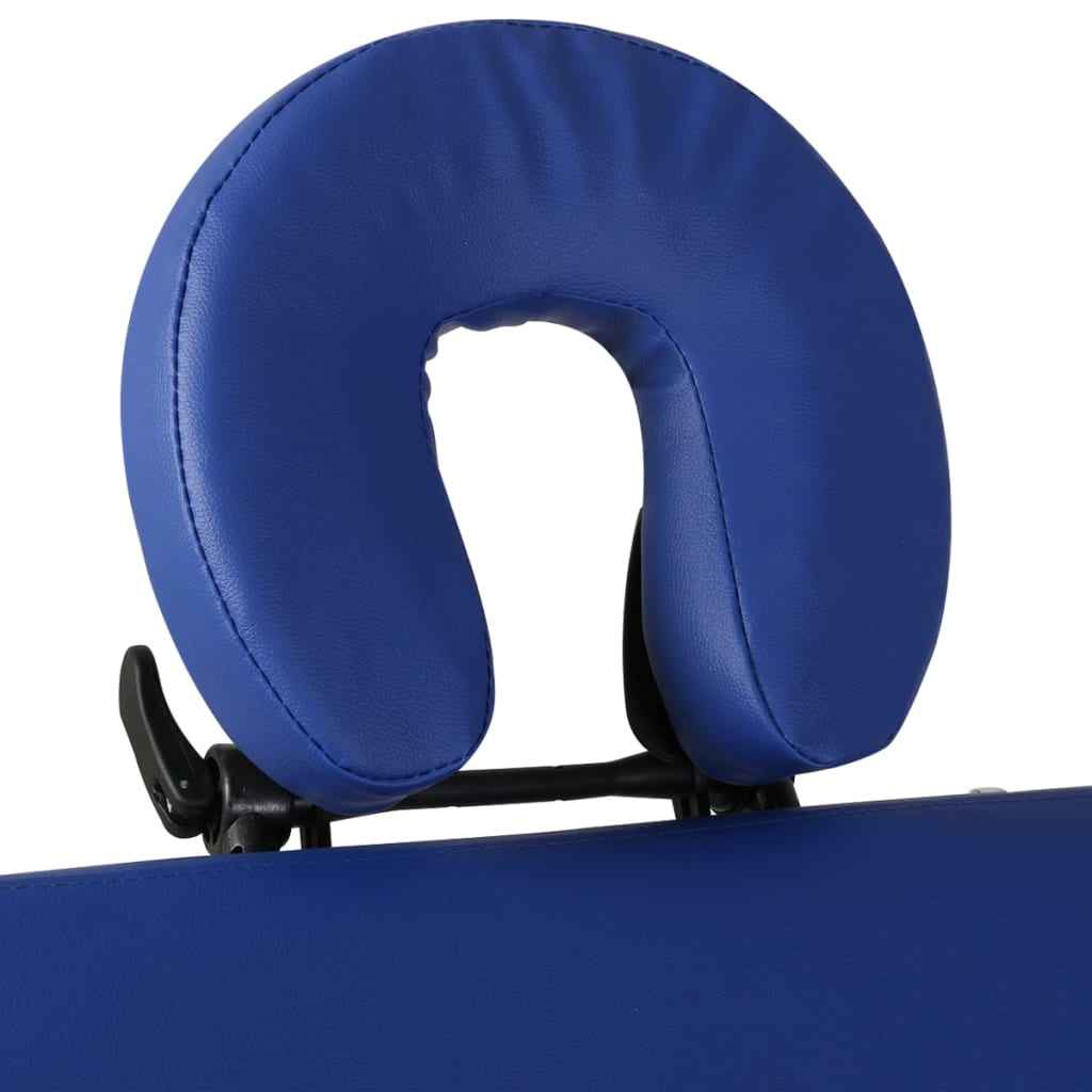 vidaXL Mesa massagens dobrável 4 zonas estrutura de madeira azul