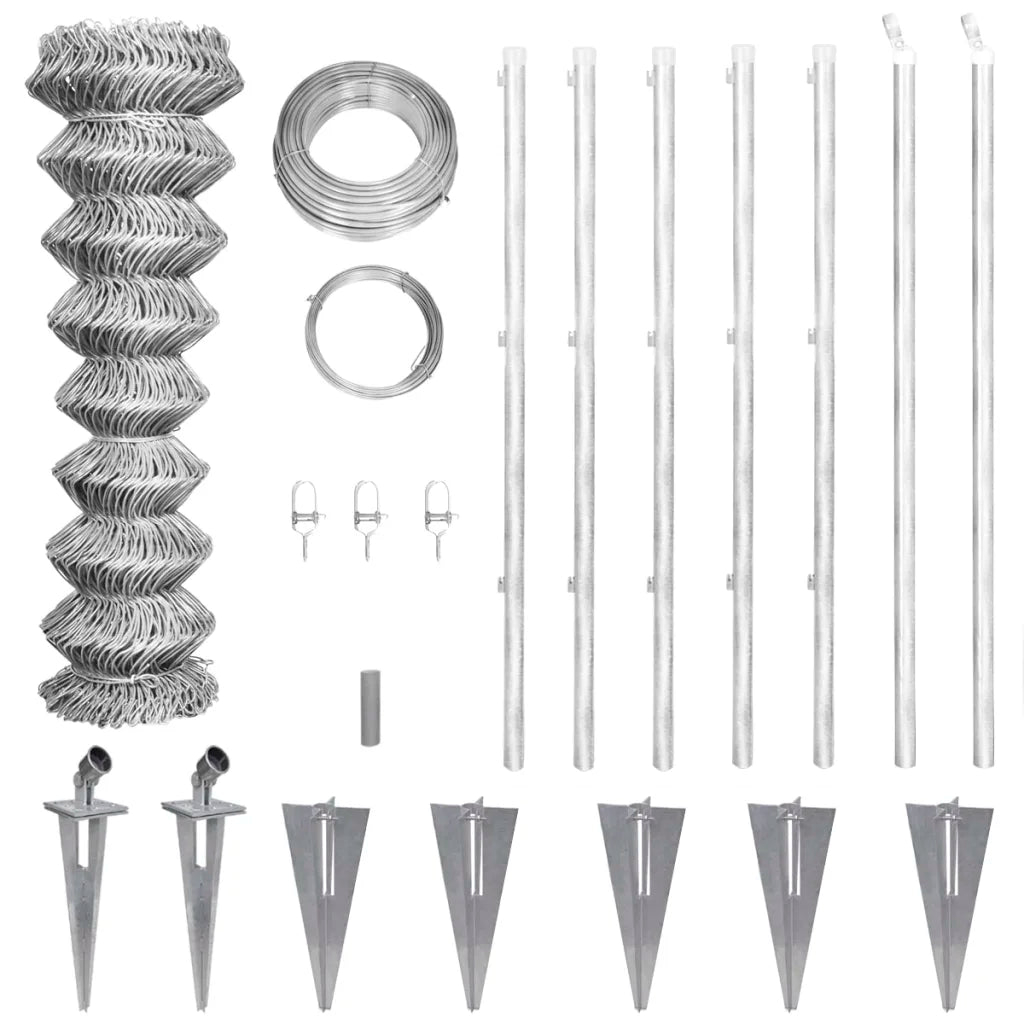 Cerca de arame com postes/espetos 15x1 m aço galvanizado