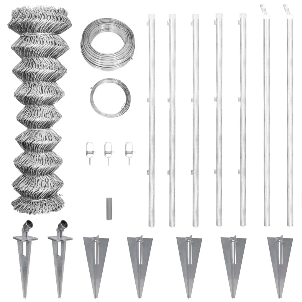 Cerca de arame com postes/espetos 15x1,5 m aço galvanizado