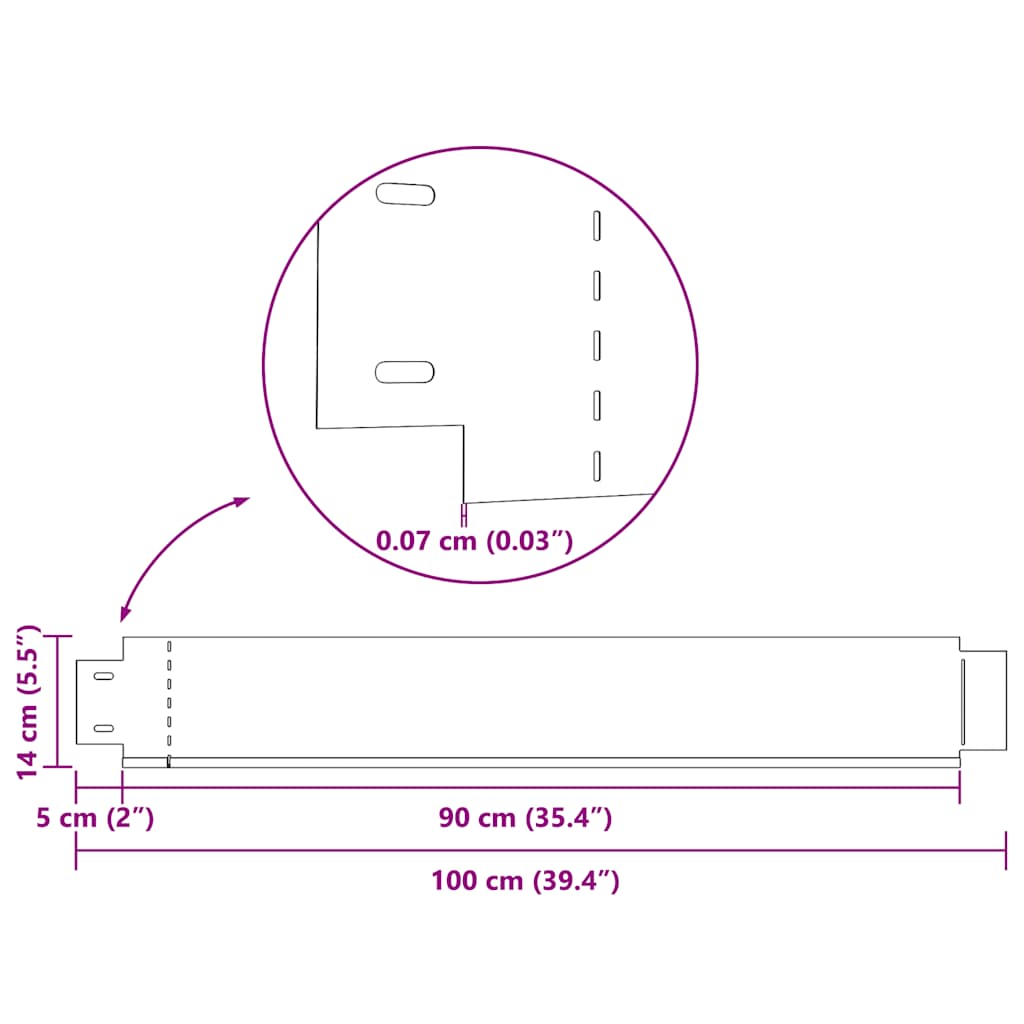 vidaXL Conjunto 5 painéis vedação relvado 100 x 14 cm aço galvanizado