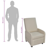 vidaXL Poltrona reclinável em couro artificial creme