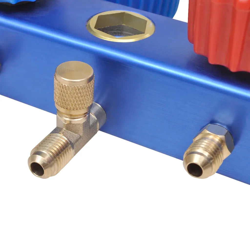 Conjunto manómetro colector 2 formas num kit de ferramentas