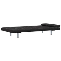 vidaXL Sofa-cama ajustável com 2 almofadas couro artificial preto