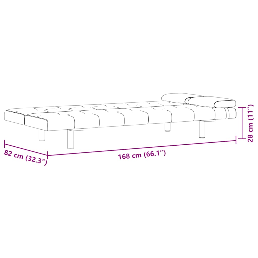 vidaXL Sofa-cama ajustável com 2 almofadas couro artificial preto