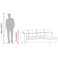 vidaXL Sofá secional de 3 lugares couro artificial preto
