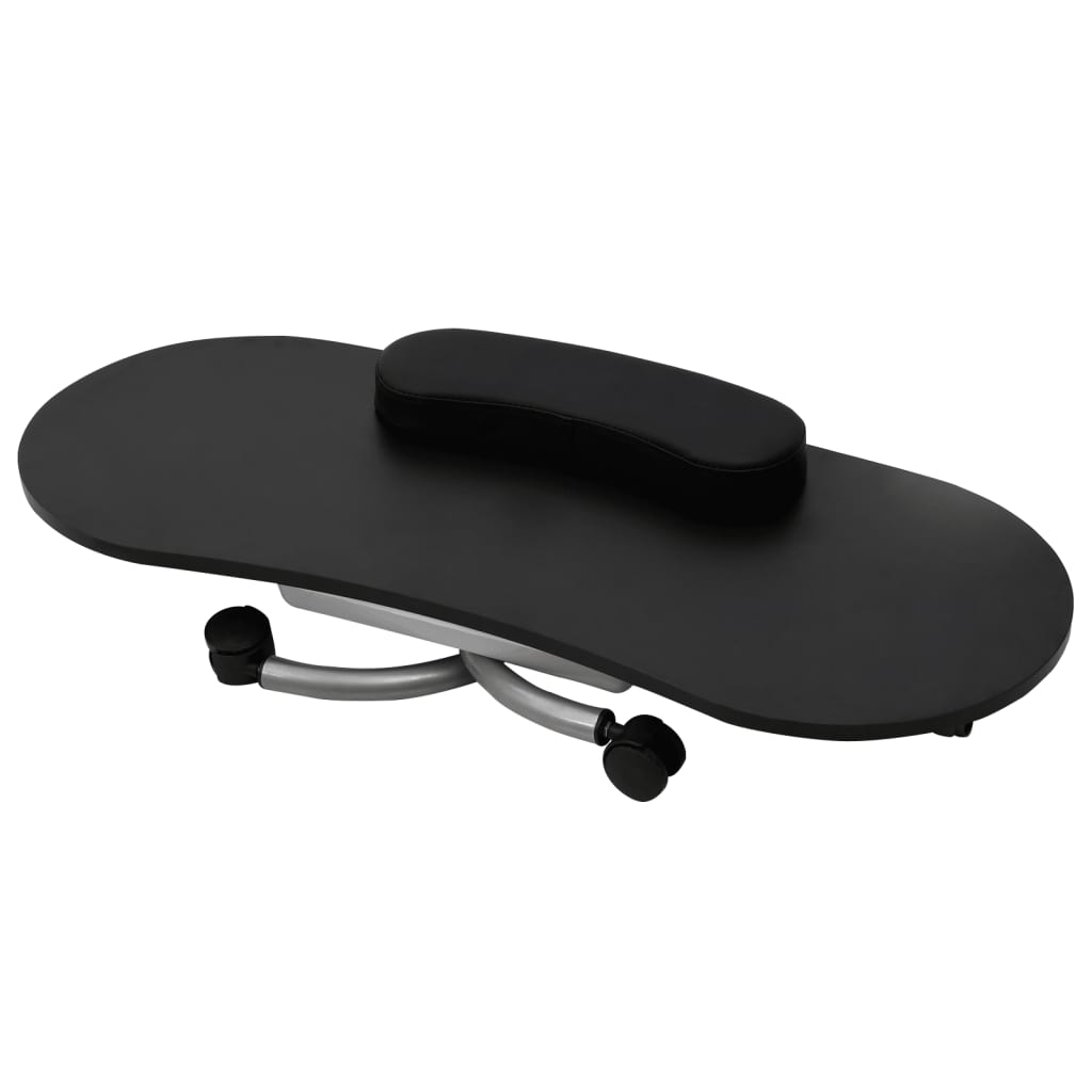 Mesa manicure dobrável com rodas, preta