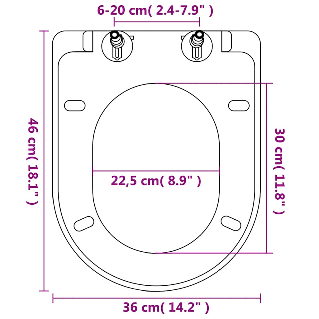 vidaXL Tampo sanita fecho suave design remoção rápida quadrado branco