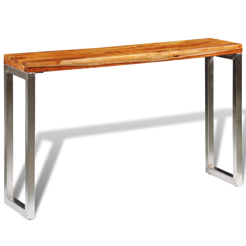 vidaXL Mesa consola 120x35x76 cm madeira de mangueira maciça e aço