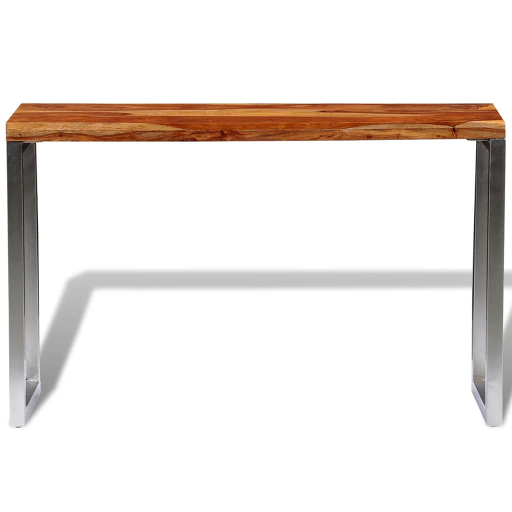 vidaXL Mesa consola 120x35x76 cm madeira de mangueira maciça e aço