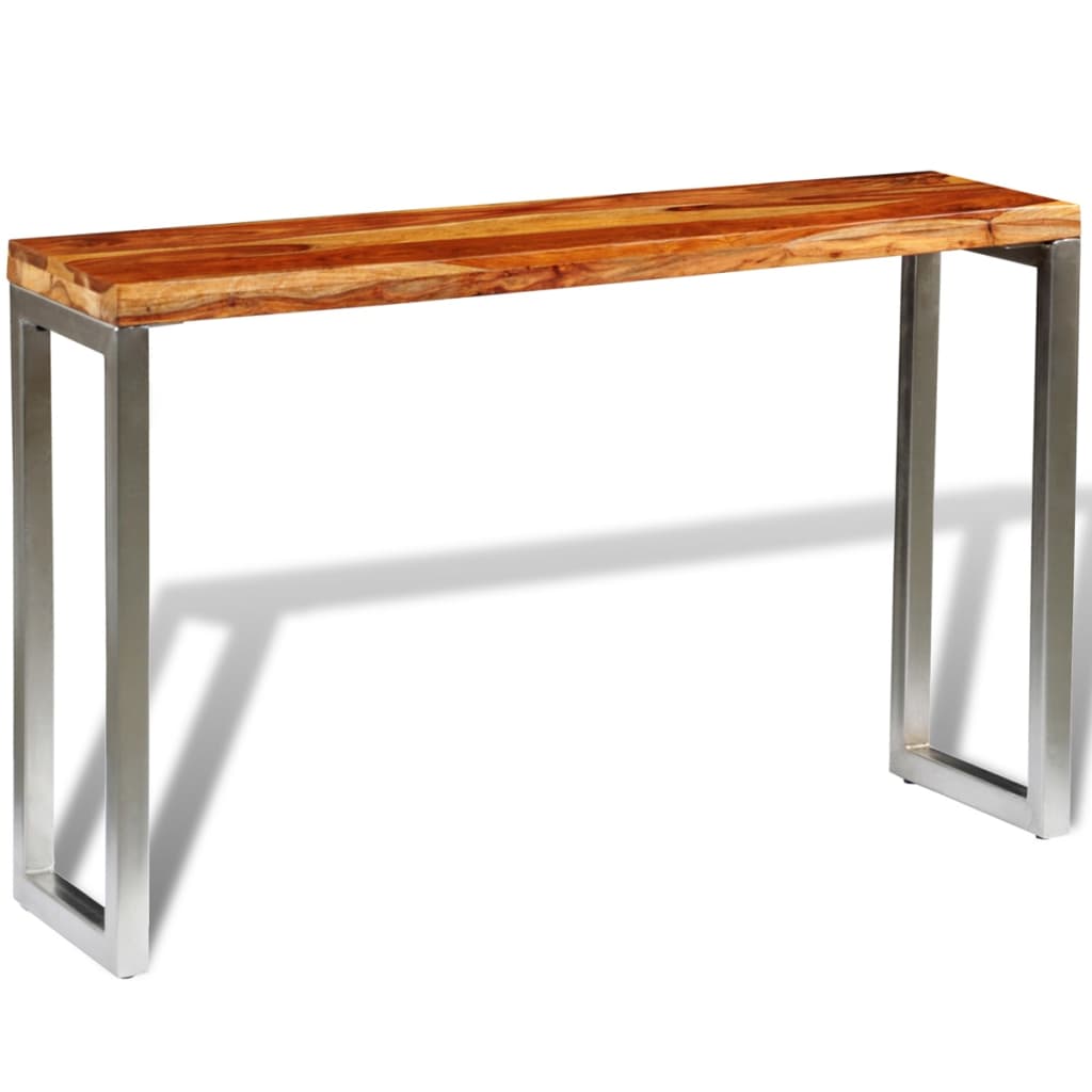 vidaXL Mesa consola 120x35x76 cm madeira de mangueira maciça e aço