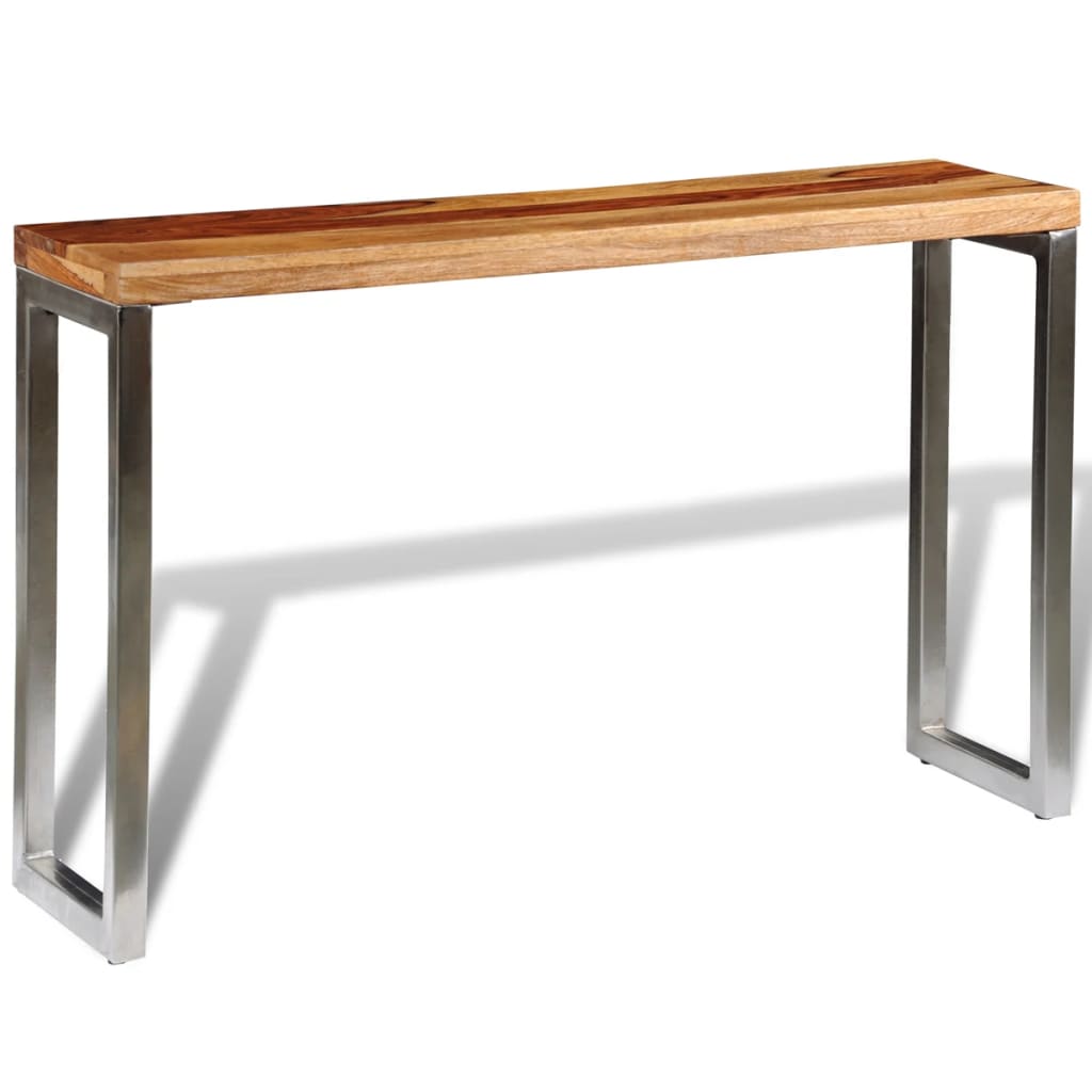 vidaXL Mesa consola 120x35x76 cm madeira de mangueira maciça e aço