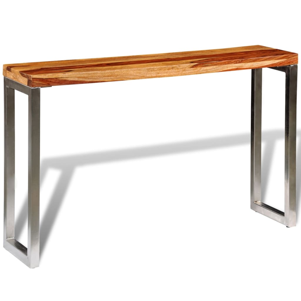 vidaXL Mesa consola 120x35x76 cm madeira de mangueira maciça e aço
