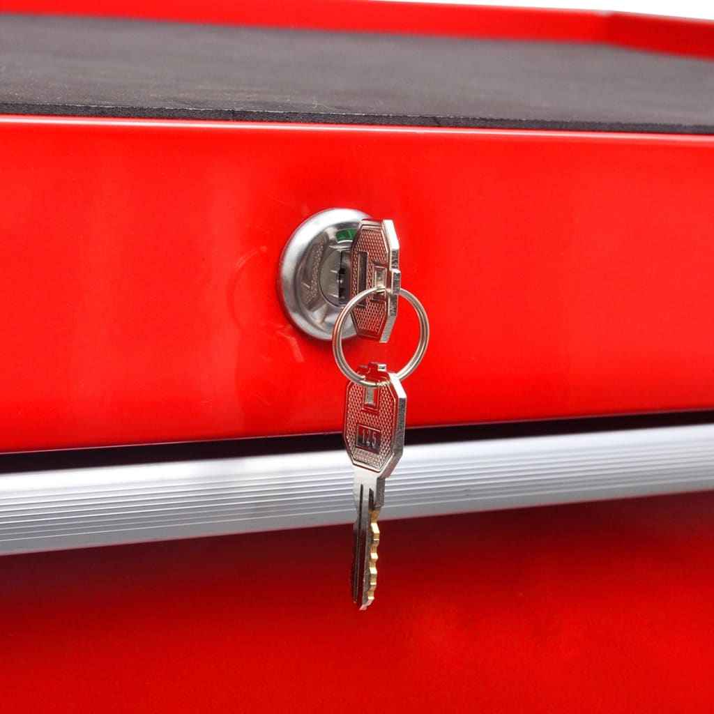 Carinho de ferramentas com 5 gavetas para oficina, vermelho