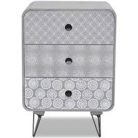 vidaXL Mesa de apoio com 3 gavetas, cinzento