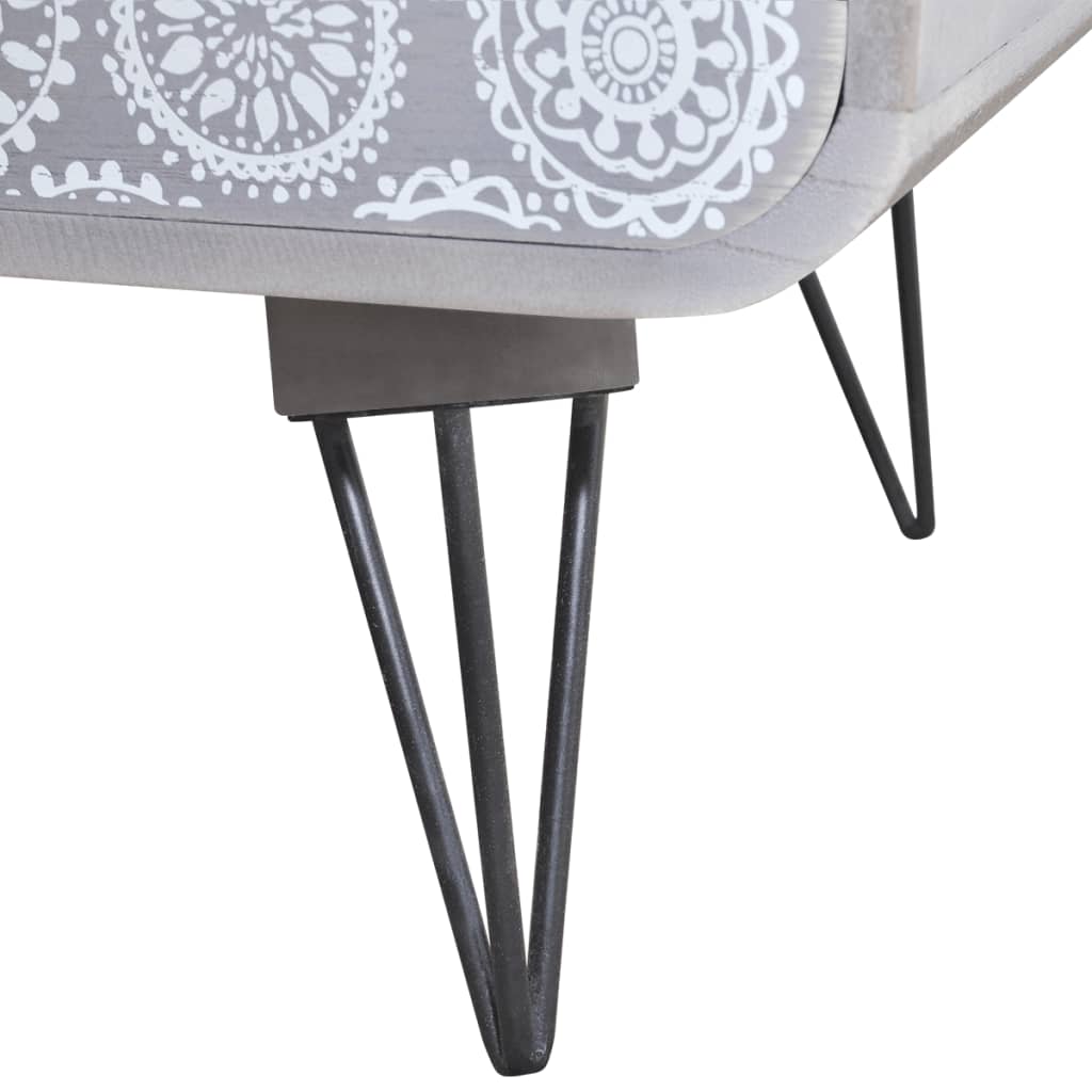 vidaXL Mesa de apoio com 3 gavetas, cinzento