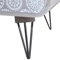 vidaXL Mesa de apoio com 3 gavetas, cinzento