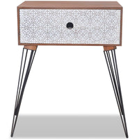 vidaXL Mesa de cabeceira com 1 gaveta retangular castanho