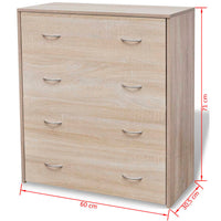 vidaXL Aparador com 4 gavetas 60 x 30,5 x 71 cm carvalho