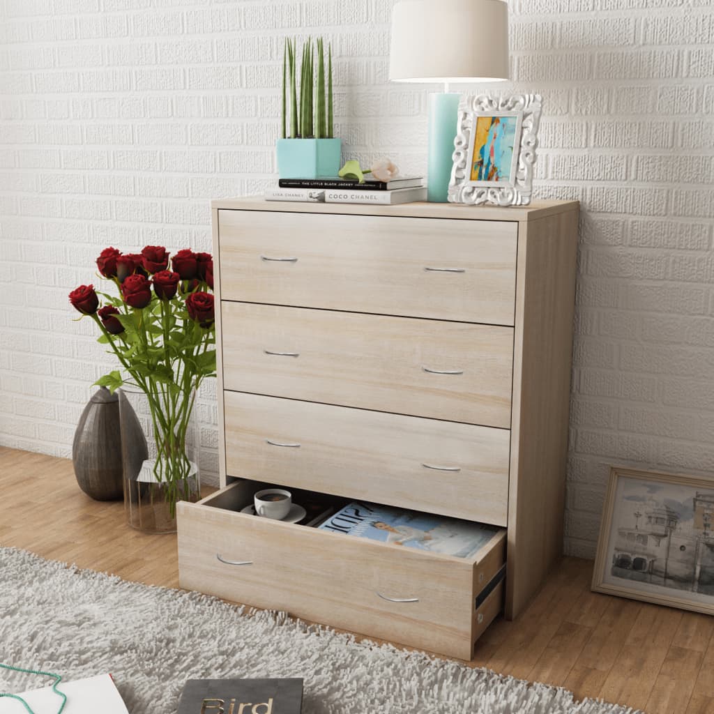 vidaXL Aparador com 4 gavetas 60 x 30,5 x 71 cm carvalho