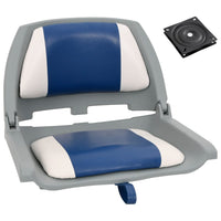 2 pcs conj. assento de barco dobrável com almofada azul/branco