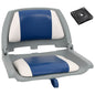 2 pcs conj. assento de barco dobrável com almofada azul/branco
