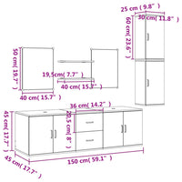 vidaXL 7 pcs conjunto móveis casa de banho derivados de madeira preto