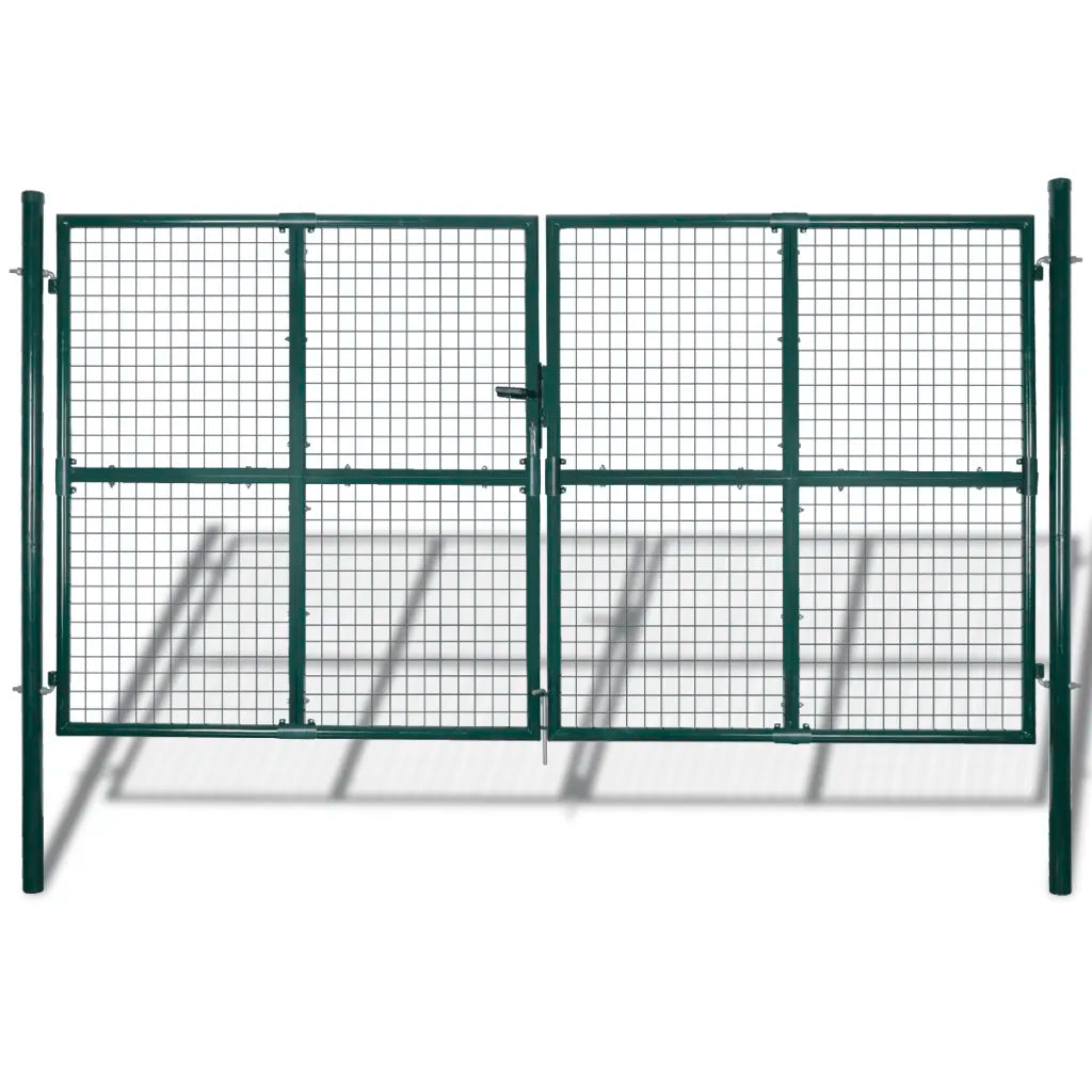 Portão de cerca com porta dupla 300x150 cm em aço revestido a pó