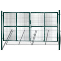 Portão de cerca com porta dupla 300x150 cm em aço revestido a pó