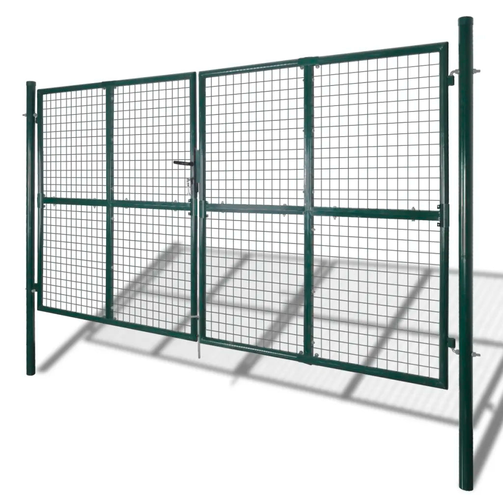 Portão de cerca com porta dupla 300x150 cm em aço revestido a pó