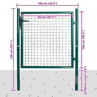 Portão de cerca de porta única 100x100 cm em aço revestido a pó