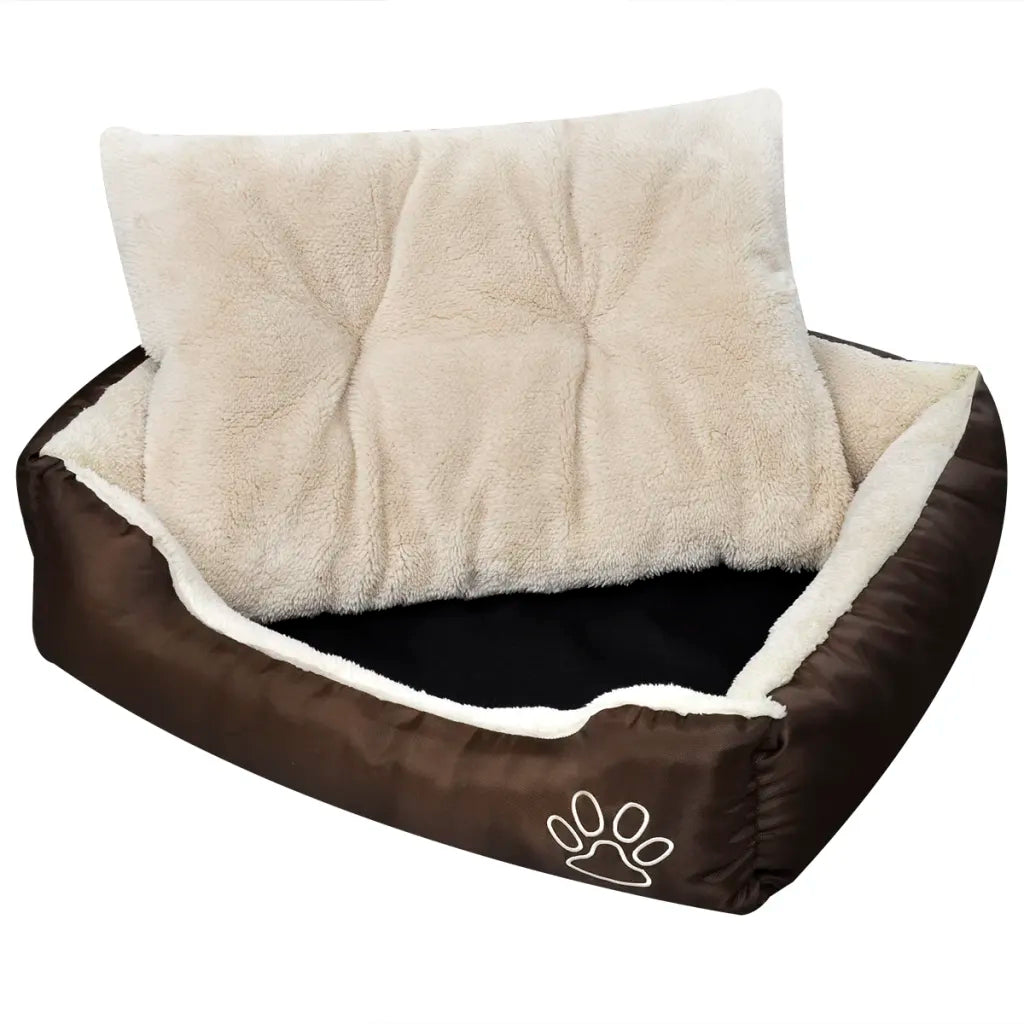 Cama para cão castanho e bege