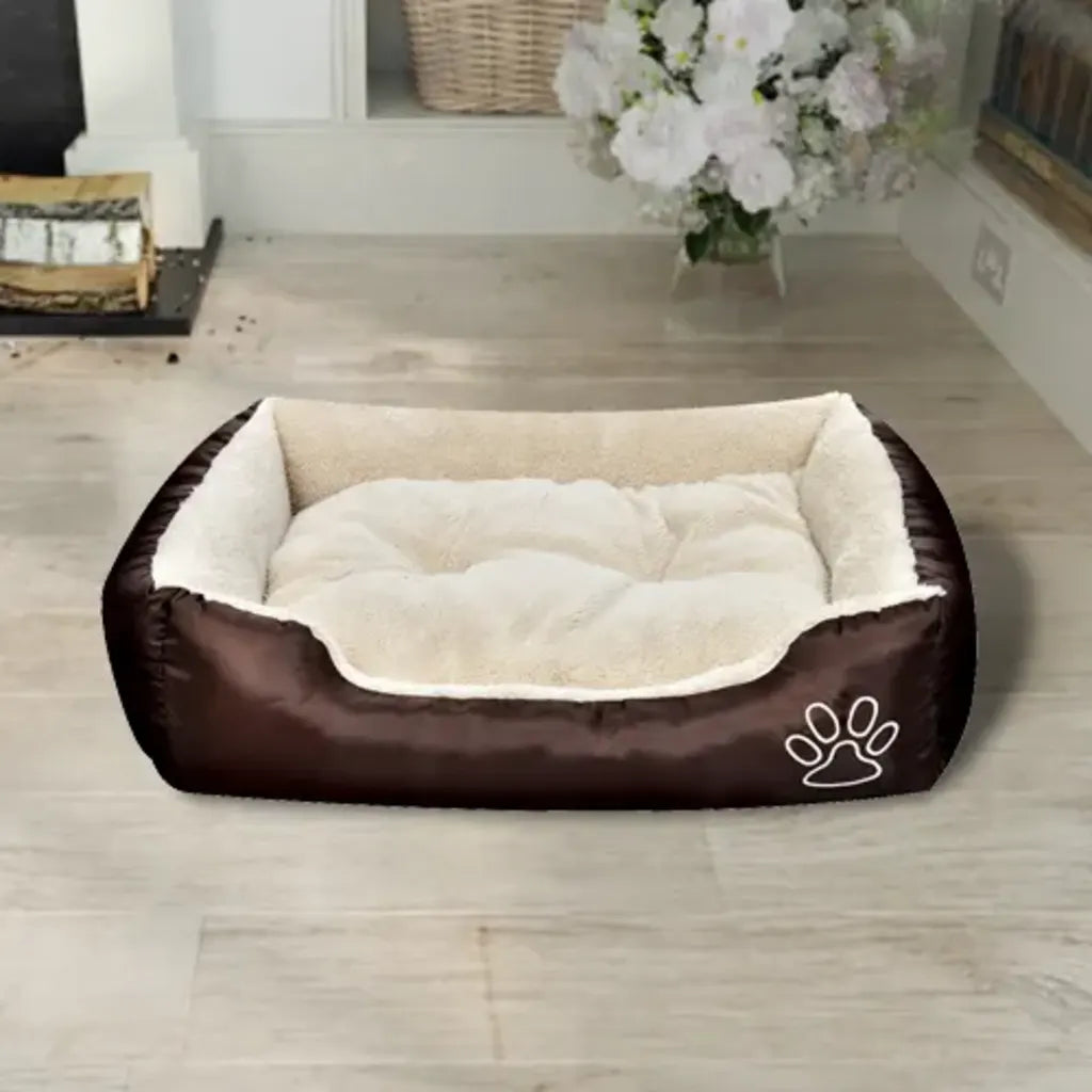 Cama para cão castanho e bege
