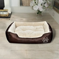 Cama para cão castanho e bege